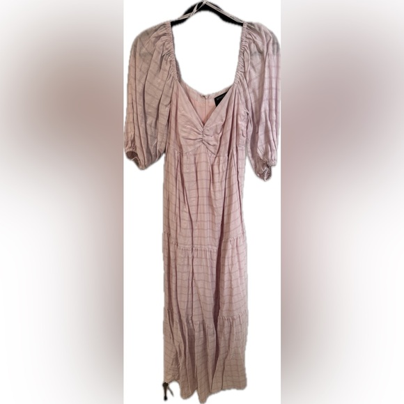 MINKPINK midi pink dress with puff sleeves medium worn once - Picture 4 of 6